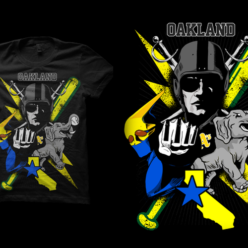 Oakland raiders, gs warriors , a's design