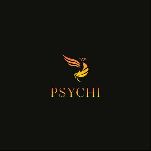 Psychi - a golden Phoenix and wild psilocybin mushrooms Design by red lapis