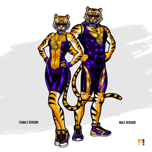 I need a Marvel comics style superhero tiger mascot. デザイン by Trafalgar Law