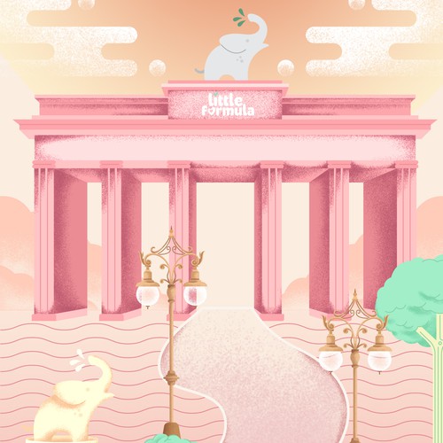 Postcard Design Featuring the Brandenburg Gate with Brand Elements