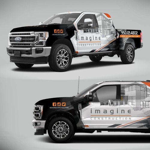 Eye catching work truck wraps for custom home builder & remodeler Design by MasterWraps™