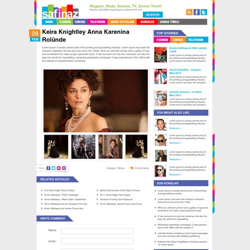 website design for Safinaz.com Diseño de krishnanunni ✔️