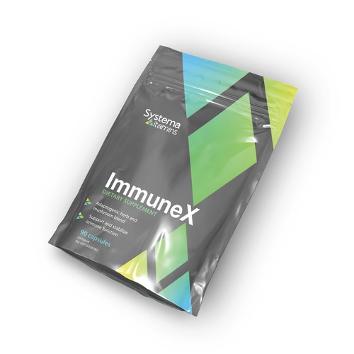 Modern and Fun Pouch Design for Natural Supplement brand Design by akwas