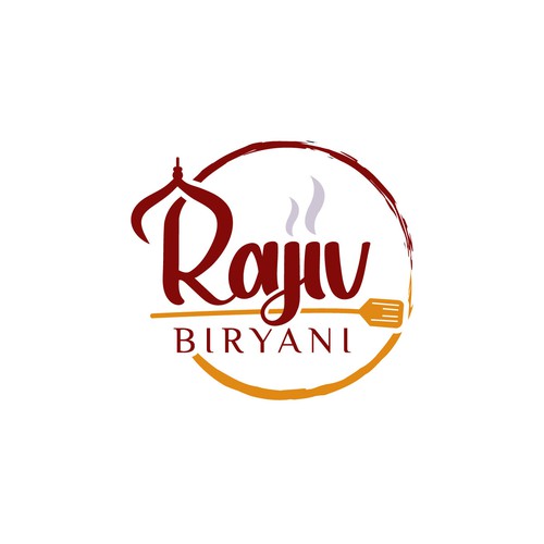 Indian Food Cloud Kitchen Logo Design, Rajiv Biryani Réalisé par Monk Brand Design