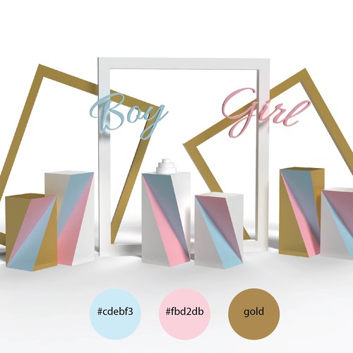 Create an elegant creative gender reveal backdrop prop Design by Iztok, Ivana (IZ+IV)