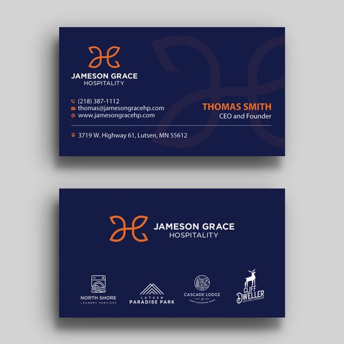 Create a modern and clean business card for a parent company with 4 subsidiaries Design by Rskylight