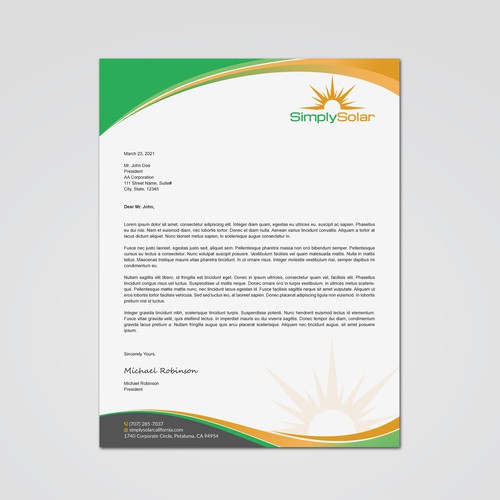 "Renewable Energy Company Letterhead" Design by Tcmenk