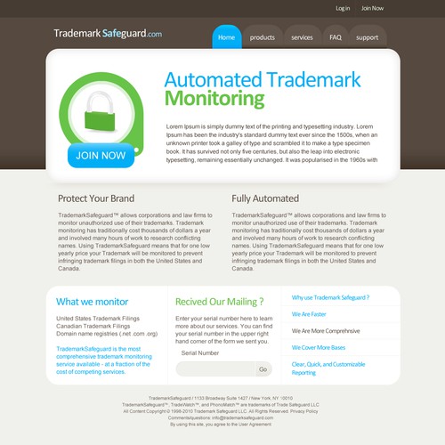 website design for Trademark Safeguard Design by Matusy