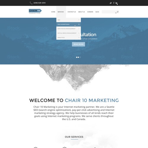 Create a memorable and modern website for Chair 10 Marketing  page