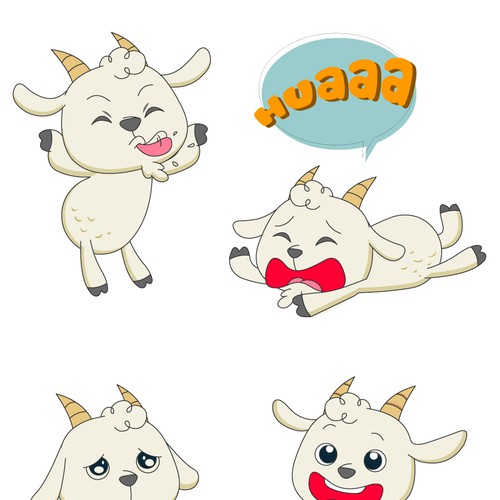 Cute/Funny/Sassy Goat Character(s) 12 Sticker Pack デザイン by Pawon Bedjo !