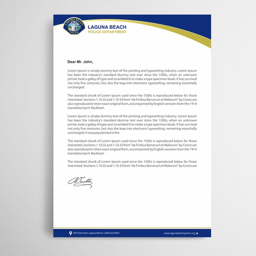 Laguna Beach Police Department Stationary Design by thinkweb art
