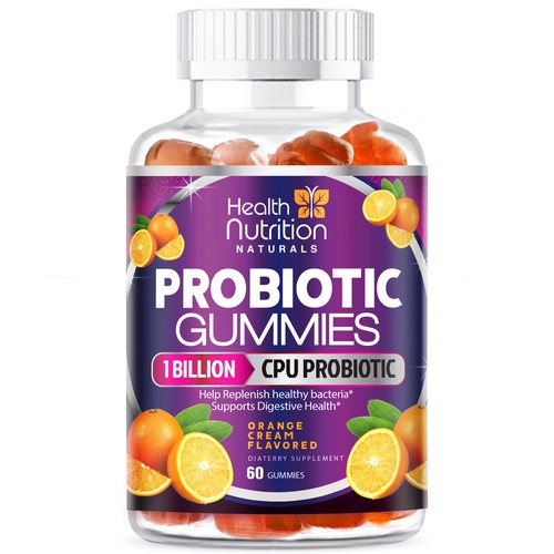 Healthy Probiotic Gummies Label needed for Health Nutrition-ontwerp door agooshe