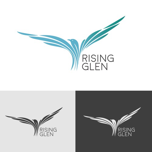 Rising Glen - bird rising from a valley logo - visionary artists welcome! Diseño de Maya_K