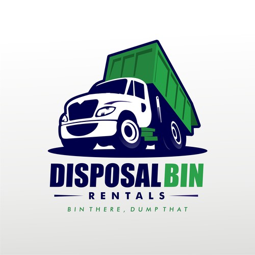 Cartoon-Style Truck Logo Design For Roll off Disposal Bin Rental ...