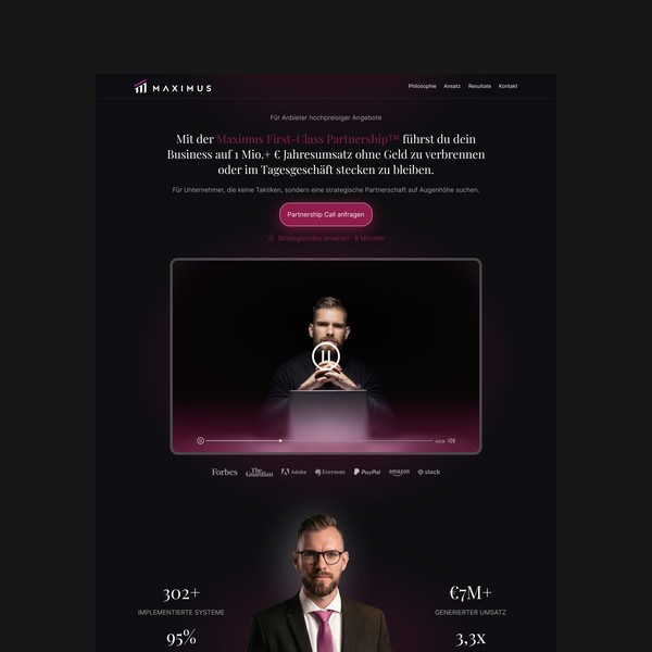 High-End "Private Equity" Style Landing Page for Business Consultant