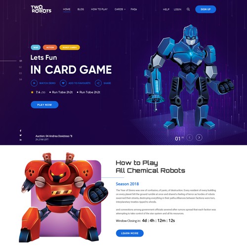 Design "Two Robots" - A card game website (Awesome images included!) Design by OMGuys™