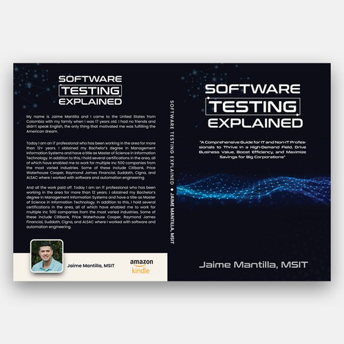 Design a clean/modern book cover for my software testing book Design by Impress.