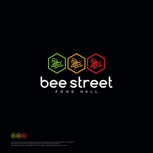 BeeStreet - a ghost kitchen Food Hall logo! Design by magdaraog™