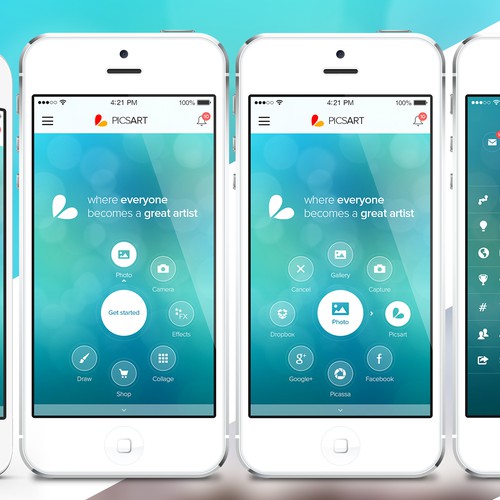 Award winning design for best in class mobile app PicsArt Design by strengthinpixels