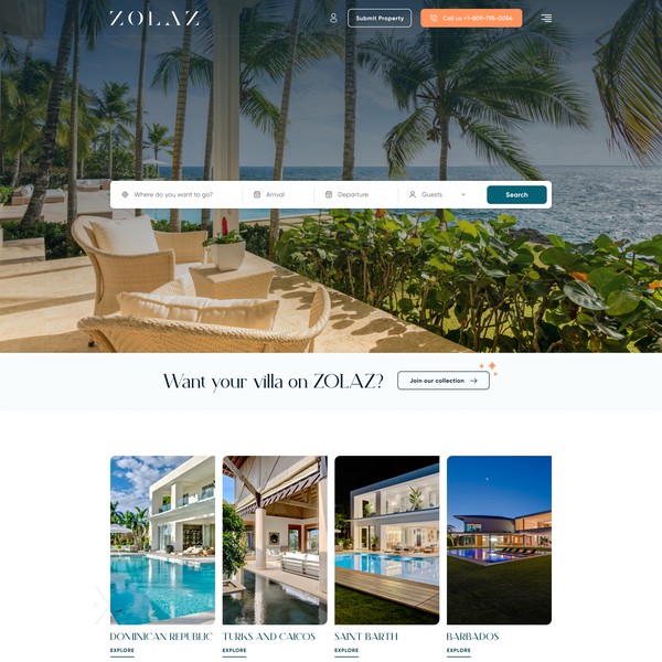 Design by Solomia titled "Website Design for Luxury Villa Rentals Company"