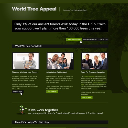 Web page for the  "World Tree Appeal" Design by jimreimer