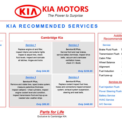 Redesigning a car dealership service menu board Menu contest
