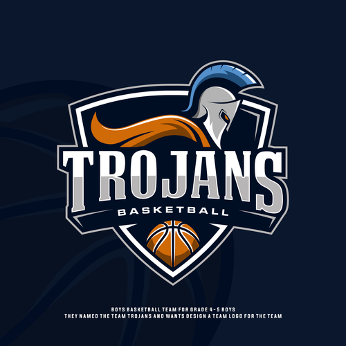 Boys basketball team logo " Trojans " Design réalisé par Brainfox