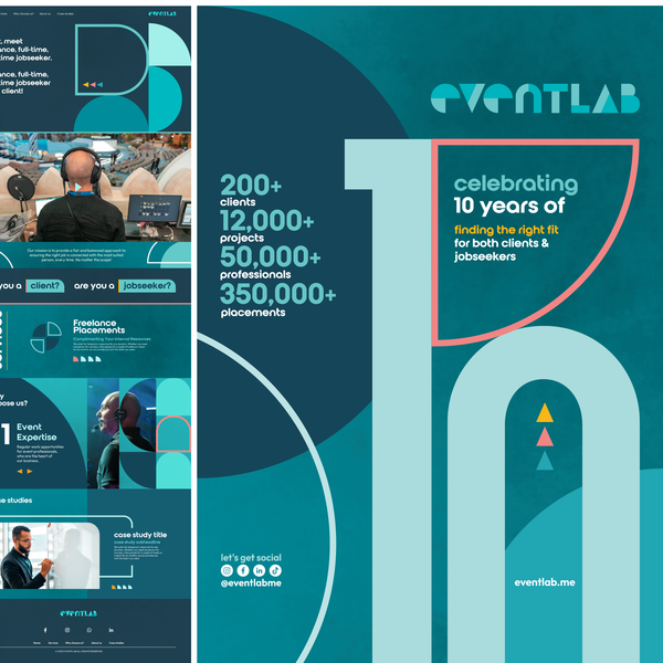 Design by Temourian™ titled "Eventlab brand identity collateral"