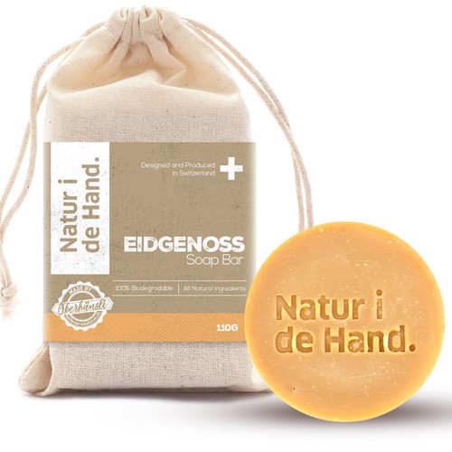 Eye-catching, trendy and environmentally friendly packaging for shampoo bar and natural soap produce Design by intanamir