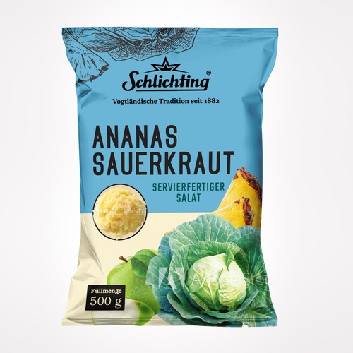 Diseño de Stayin alife - Refresh an old fashion package for Salad with Sauerkraut, Pineapple and Apple de Jena-288