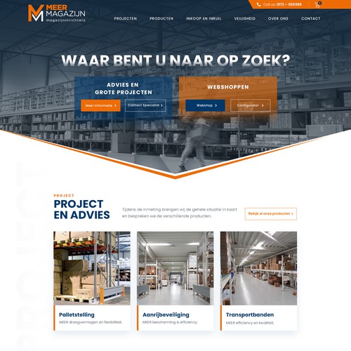 Creative website templates for a leading pallet racks company_ Meermagazijn Design by MercClass