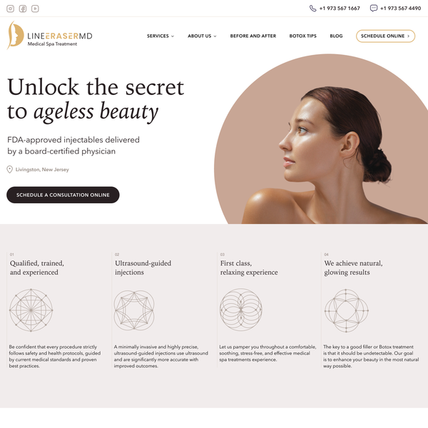 Clean website design for beauty salon