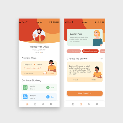 Design 2 screens for a Quiz App Design por AnastasiaPetrenko