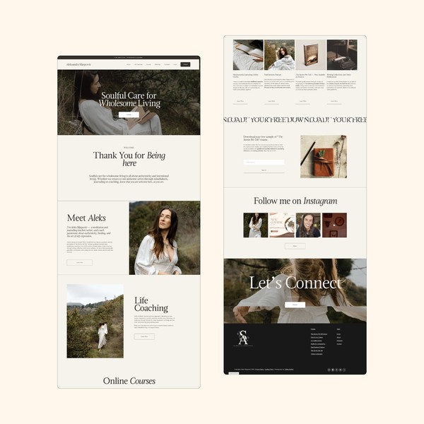 Soulful Editorial Style Squarespace Site for Coach + Writer
