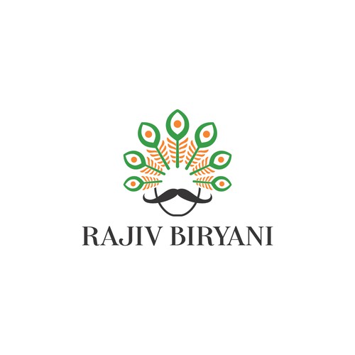 Indian Food Cloud Kitchen Logo Design, Rajiv Biryani Réalisé par Monk Brand Design