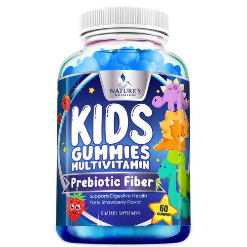 Tasty Kids Multivitamin Gummies Product Label for Nature's Nutrition Design by agooshe