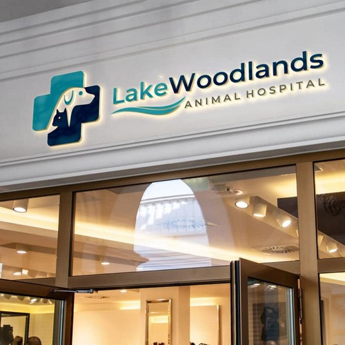 Veterinary logo design for a small animal hospital located next to a lake! Design by Leona