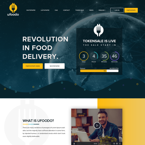 Design réalisé par Obizzy et intitulé "Website for food delivery platform in connection with a cryptocurrency."