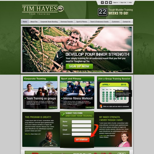 website design for Tim Hayes Team Training Diseño de YusakG.F.X