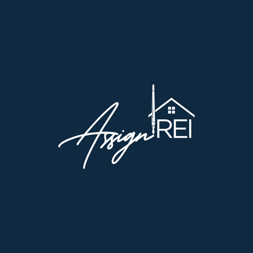 Real Estate Logo with cursive + forming shapes out of words Design by CHICO_08