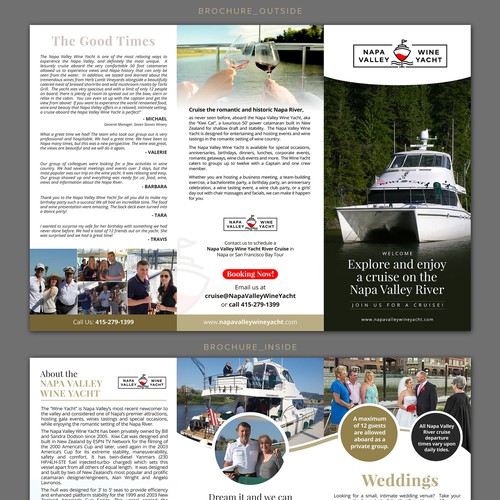 Tri-fold brochure for Napa Valley Wine Yacht tours Design by 123Graphics