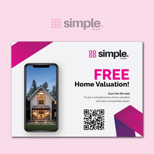 Make a home valuation real estate postcard with QR code. Design by Pawan Kumar Droch