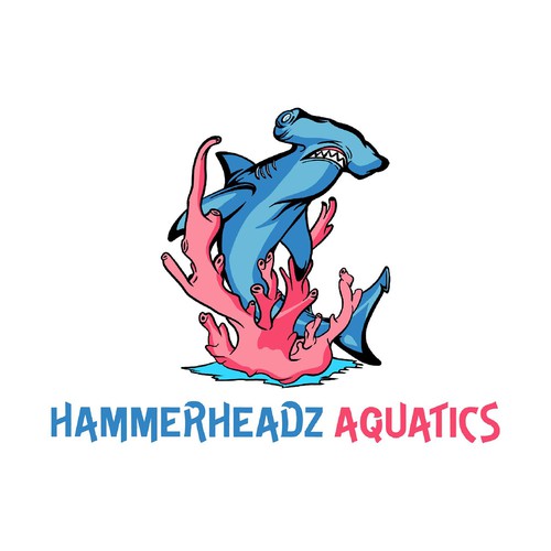 Hammerhead Shark Logo for Custom Salt Water Aquariums and Ocean Coral Farm Company Design por gntkart