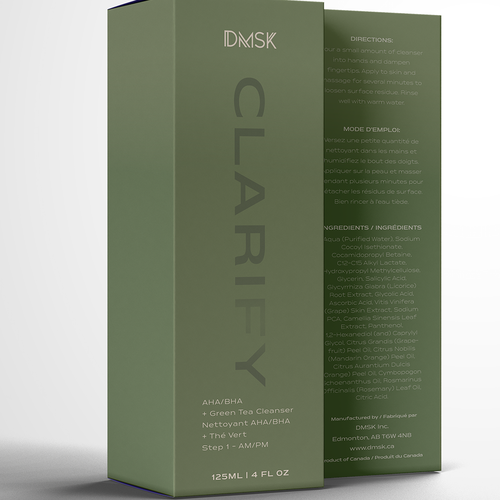 Luxury, high-end product box design for facial cleanser. Design by Santiago Trabucco