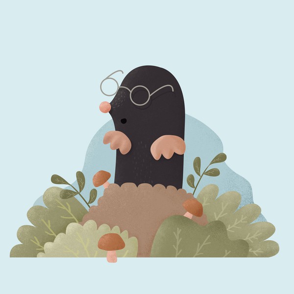 Cute illustration of a surprised mole