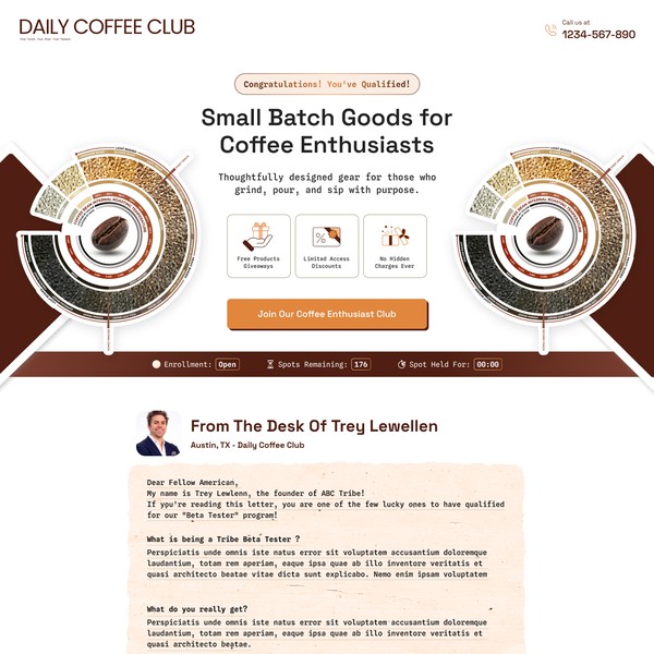 Coffee Enthusiast landing page