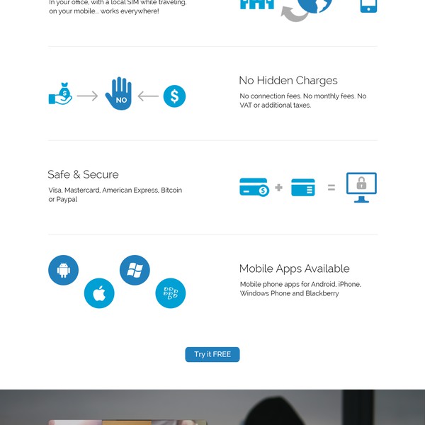 Well converting landing page needed for International Telecom service