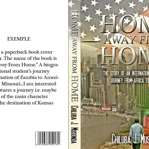 A book cover illustrating the journey of an international student from Africa to America Design by ilyasshoppus