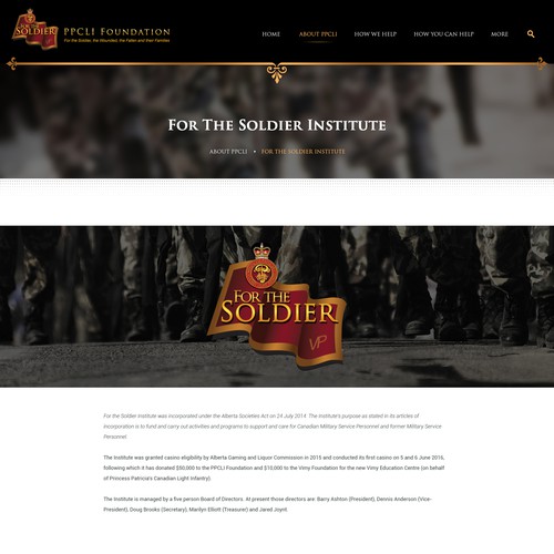 PPCLI Foundation website Diseño de Infinityデザイナー