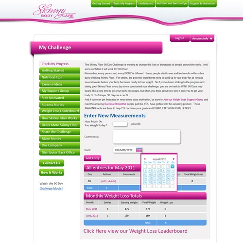 Create the next website design for Skinny Fiber 90 Day Weight Loss Challenge Diseño de N-Company